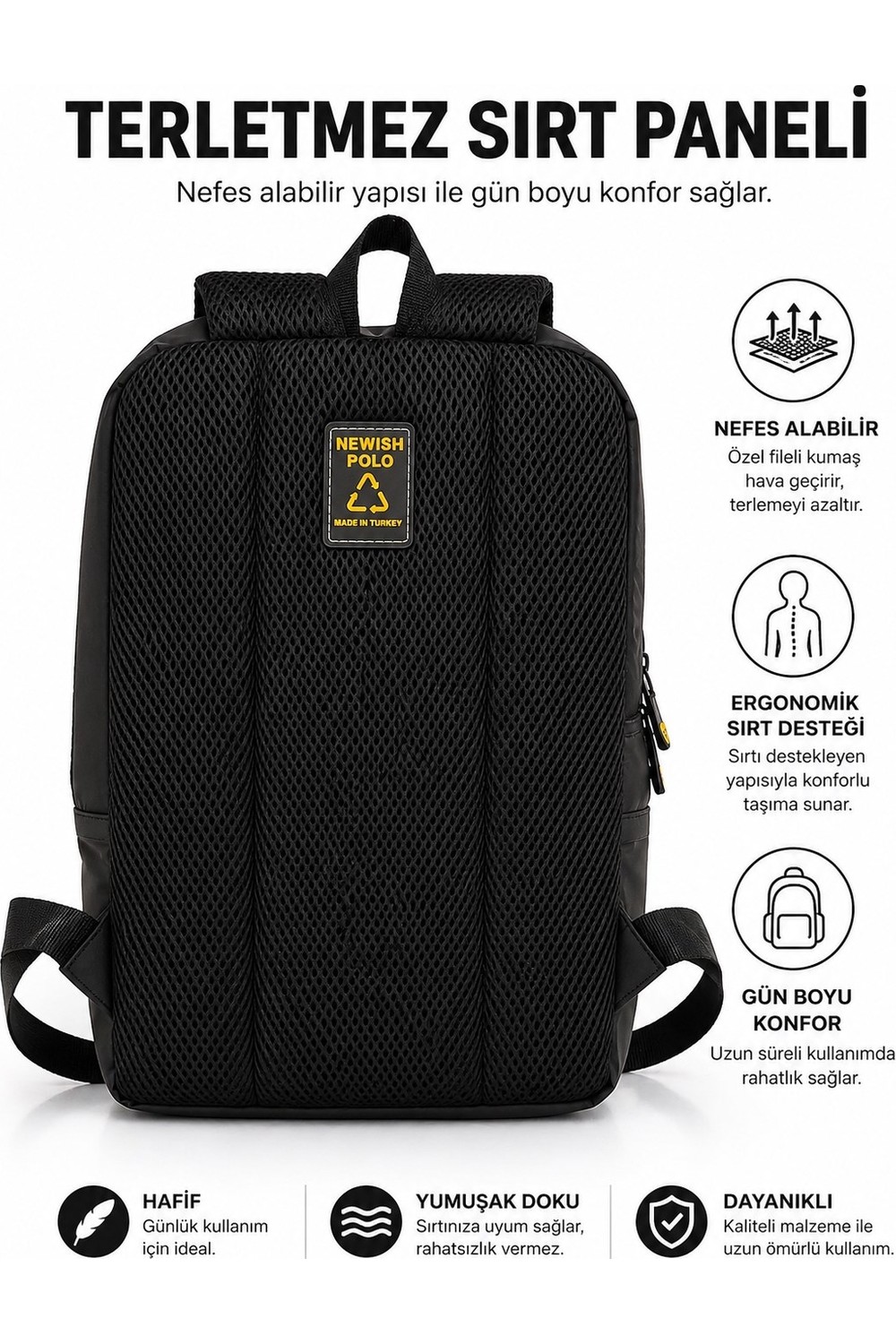 Newish Unisex Minimal Sırt Çantası Laptop Bölmeli Şehir Içi Kullanım - NEW406 görsel 5