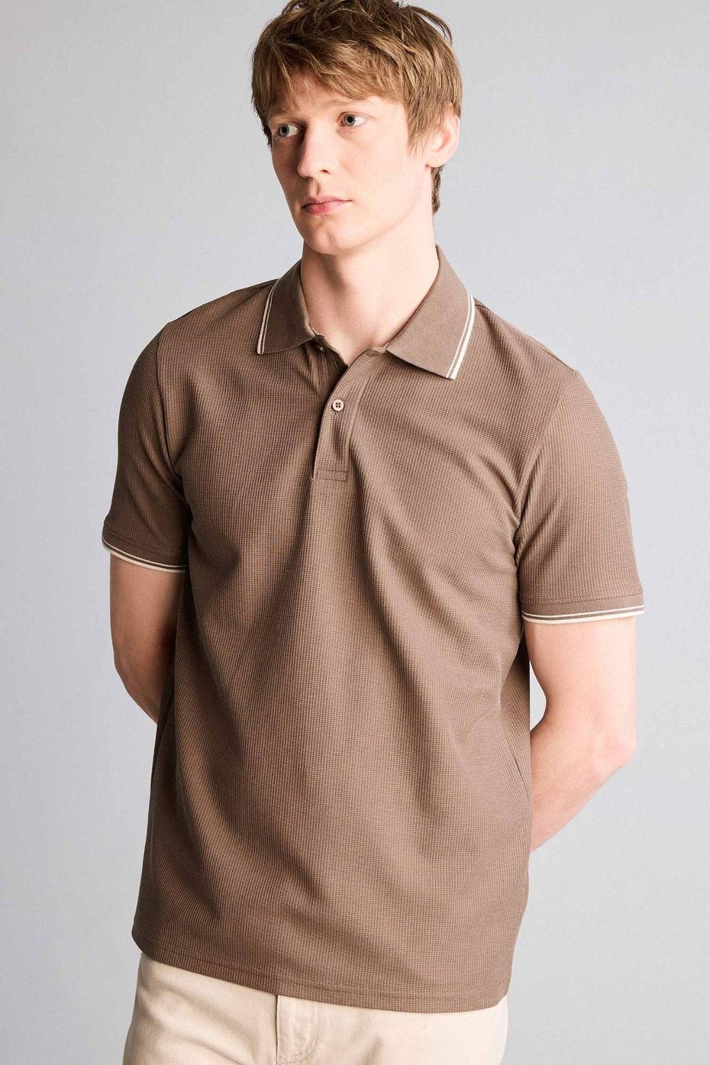 DeFacto Pamuklu Regular Fit Waffle Kısa Kollu Polo Tişört D7932AX26SP
