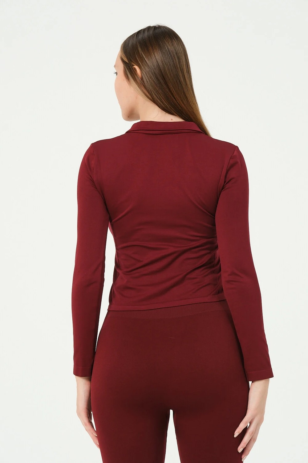 Forever More Kadın Fermuarlı Spor Crop Top Dikişsiz görsel 4