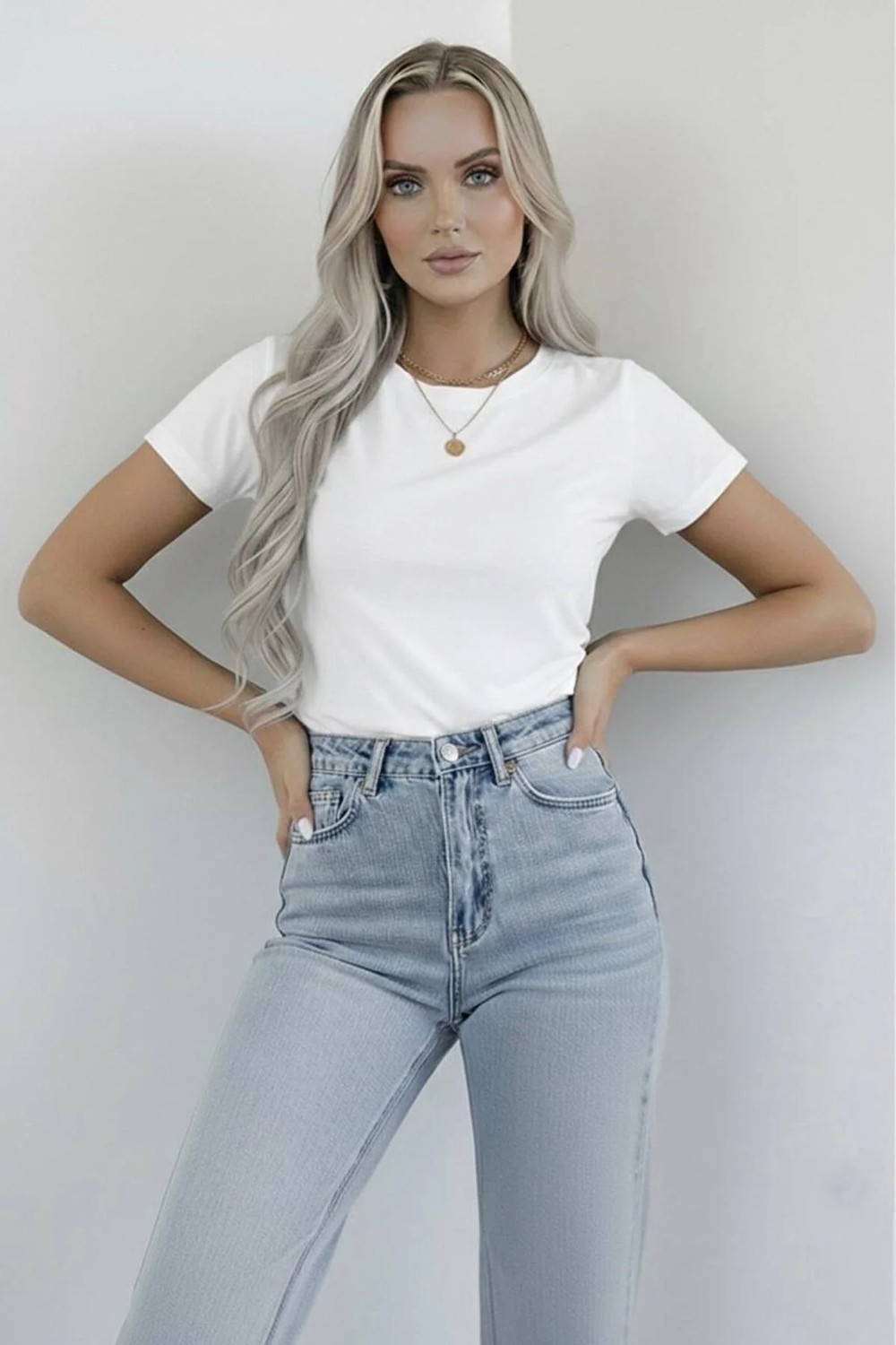 Hashtag Kadın Bisiklet Yaka Kısa Kollu Body Basic Tişört Viskon Kumaş