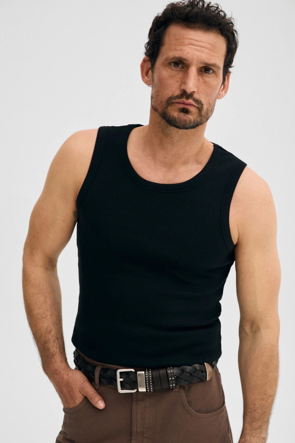 Grimelange Trevıso Erkek Yumuşak ve Esnek Kumaşlı Organik Pamuklu Slim Fit Siyah Atlet
