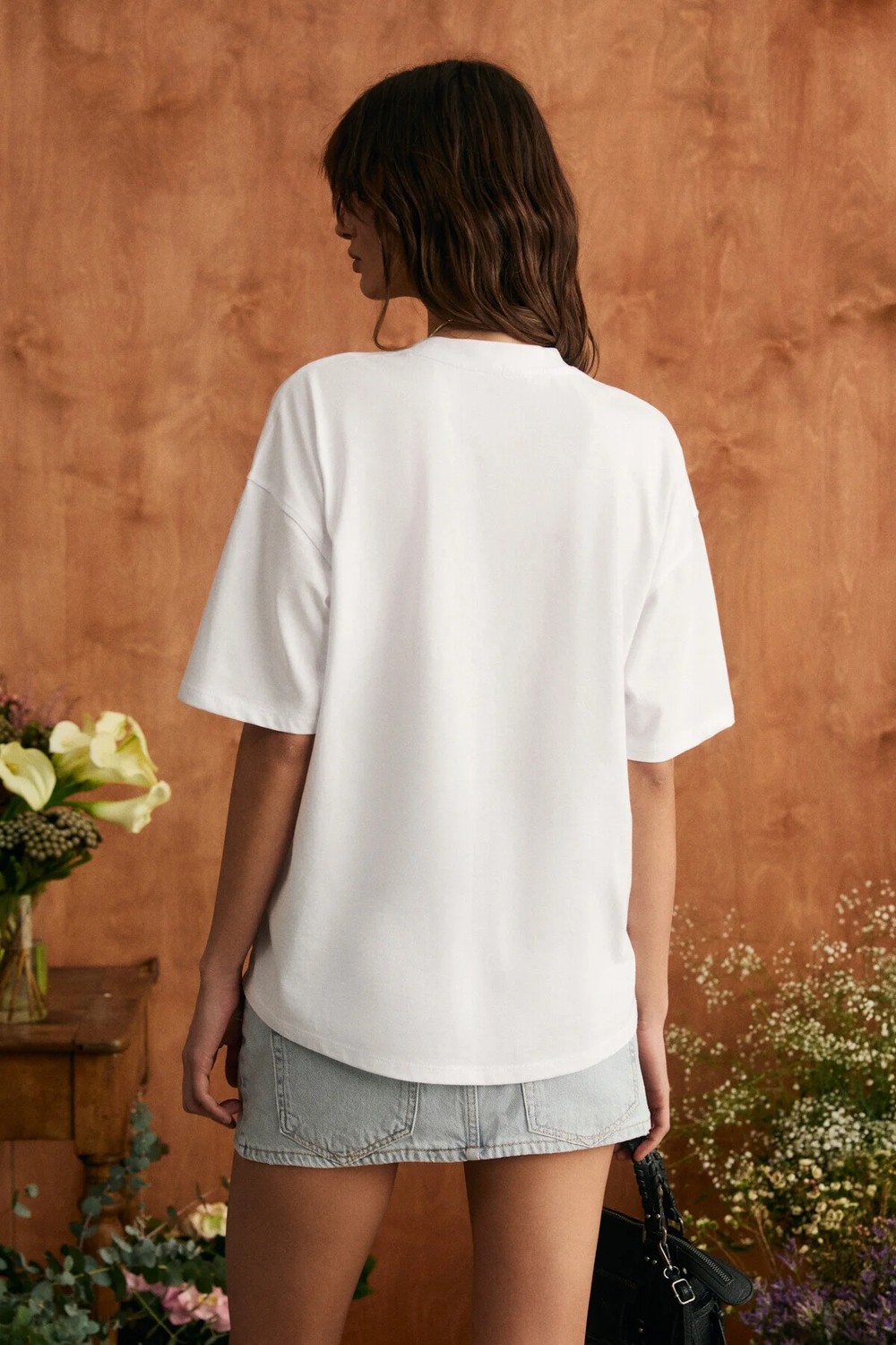 Grimelange Sprıne Kadın Yumuşak Kumaşlı %100 Pamuklu Baskılı Regular Beyaz T-Shirt görsel 5