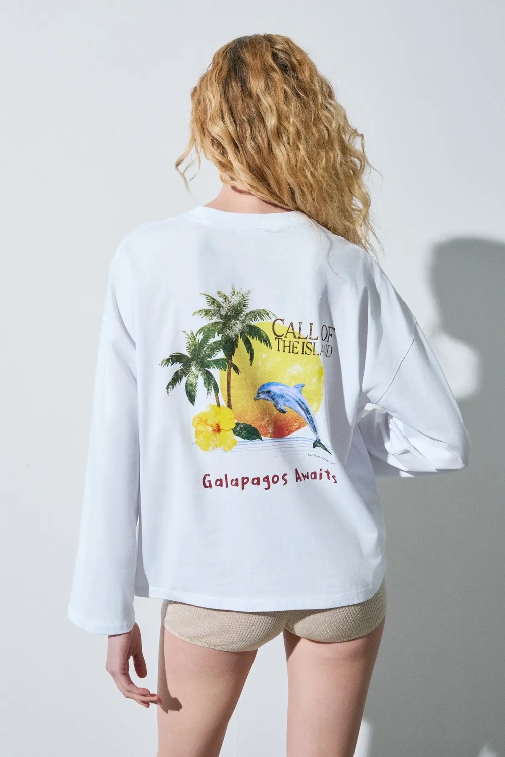 Grimelange VIRENA Kadını %100 Pamuklu Baskı Ve Nakış Detaylı Uzun Kollu Beyaz T-Shirt