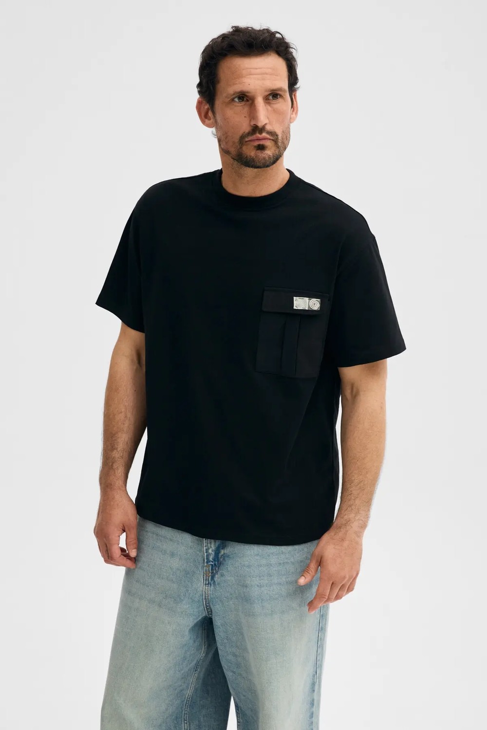 Grimelange Pocket Erkek %100 Organik Pamuklu Dokuma Cepli Etiket Detaylı Haki T-Shirt