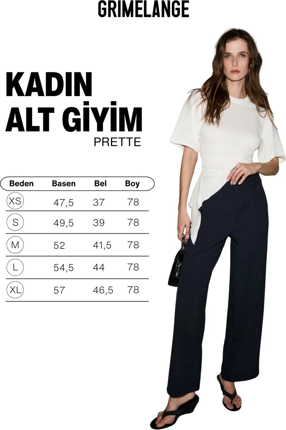 Grimelange Prette Kadın Yumuşak Dokulu Geniş Paçalı Dokuma Ekru Pantolon görsel 6