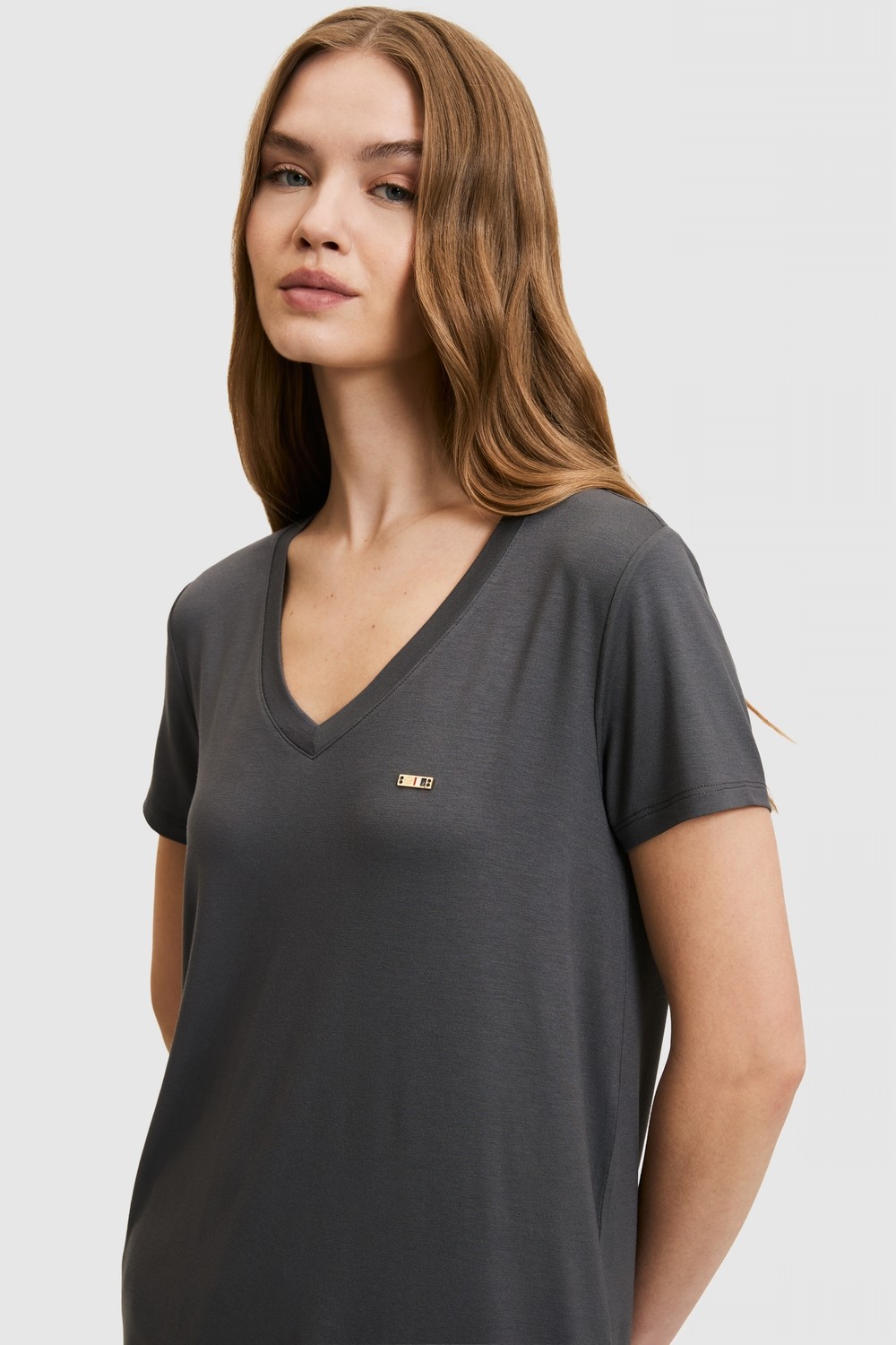 U.S. Polo Assn. Kadın Antrasit Basic Tişört 50323448-VR006 görsel 2