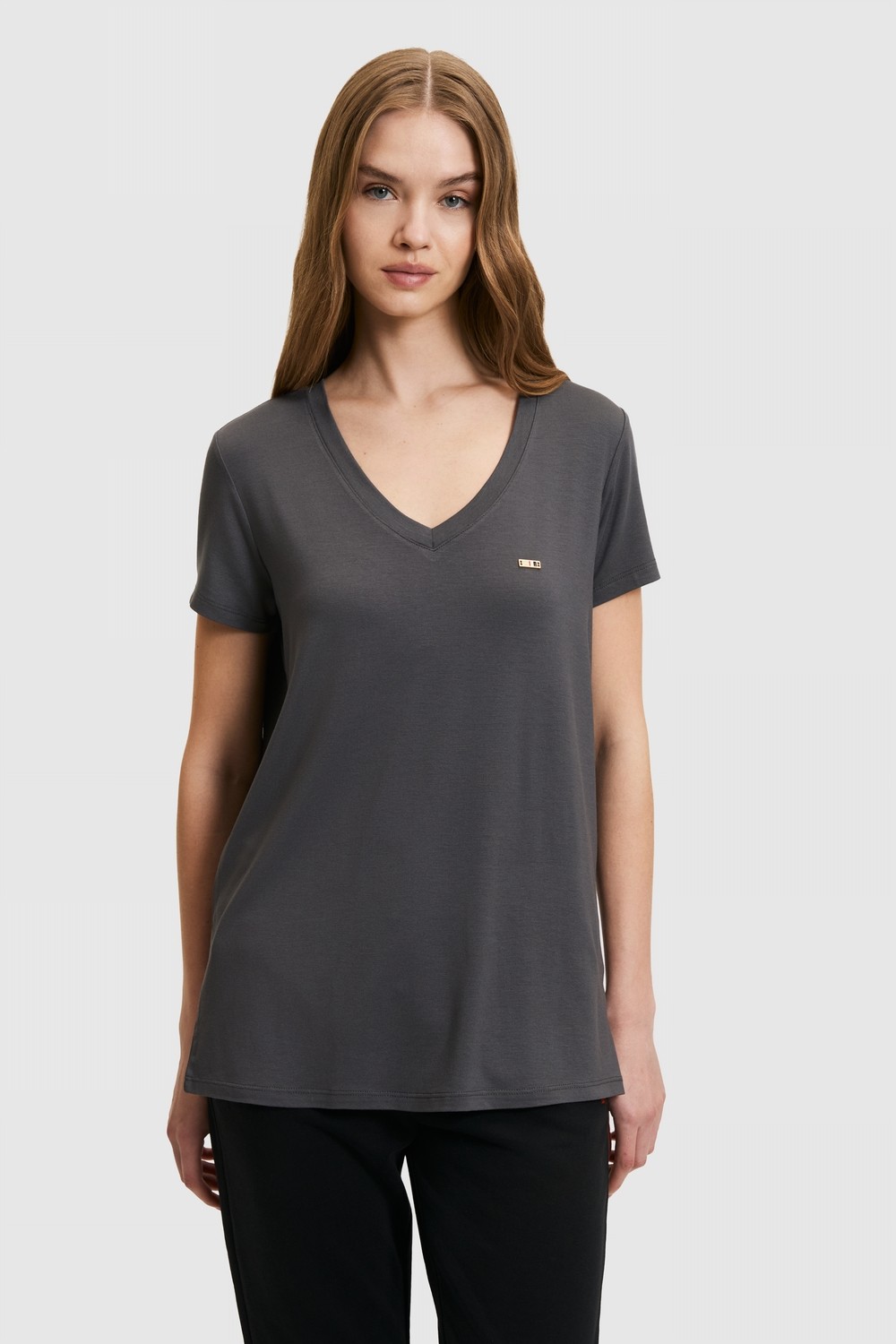 U.S. Polo Assn. Kadın Antrasit Basic Tişört 50323448-VR006 görsel 3