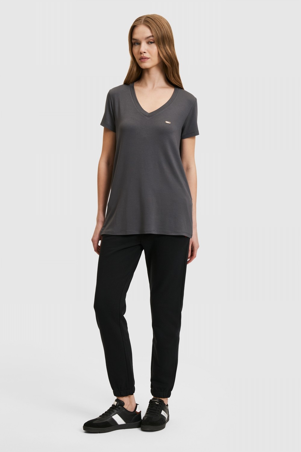 U.S. Polo Assn. Kadın Antrasit Basic Tişört 50323448-VR006 görsel 4