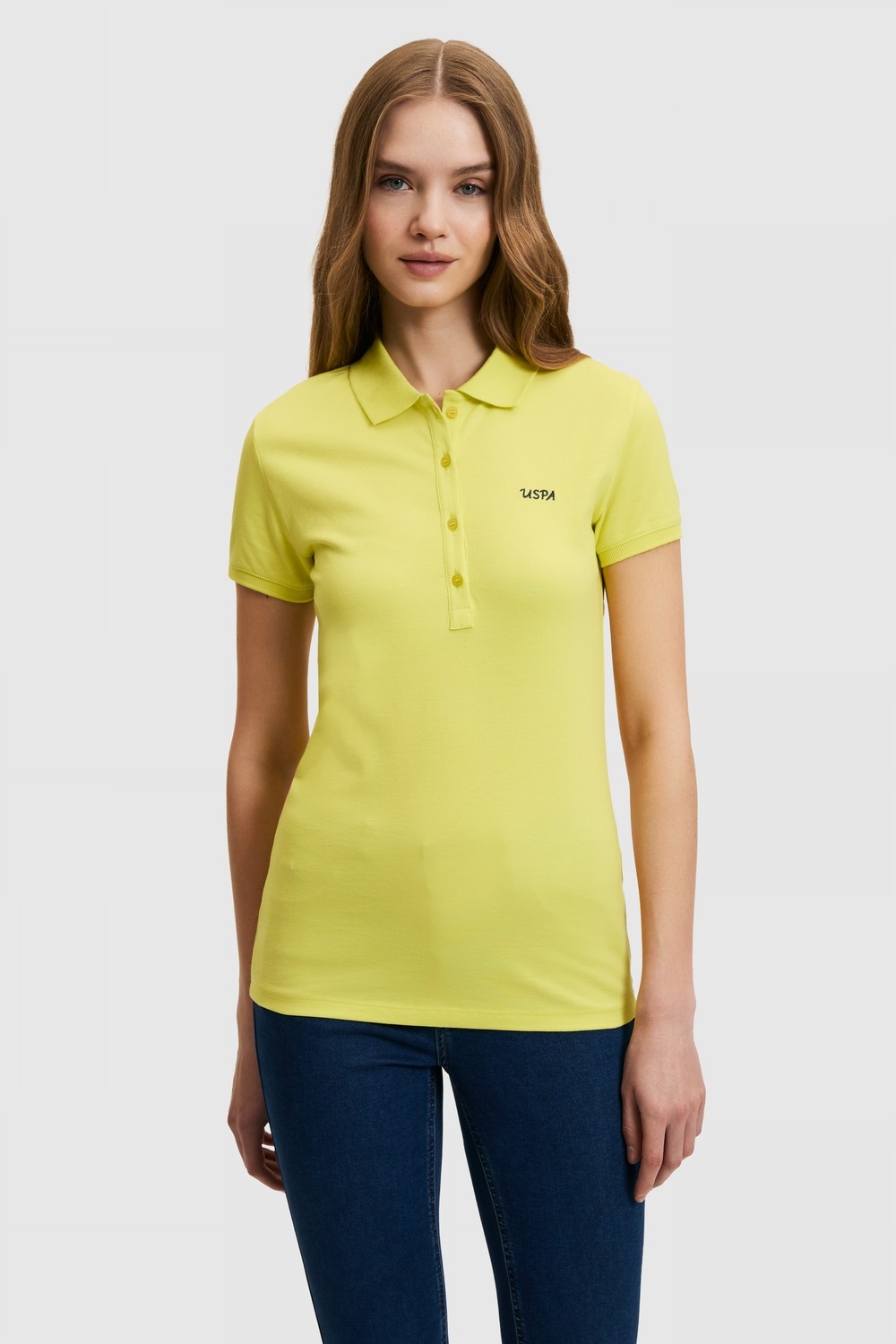 U.S. Polo Assn. Kadın Fıstık Yeşili Polo Yaka Basic Tişört 50323461-VR087