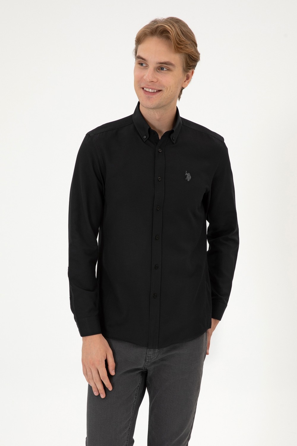 U.S. Polo Assn. Erkek Siyah Uzun Kollu Basic Gömlek 50324708-VR046