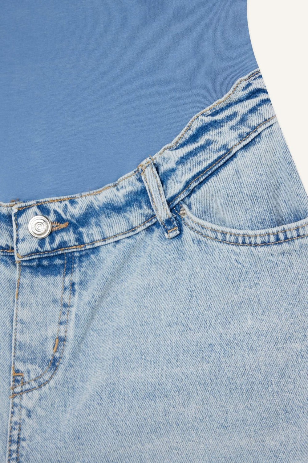DeFacto Wide Leg Beli Lastikli Uzun Jean Yıkamalı Hamile Pantolon H2070AX26SM görsel 2