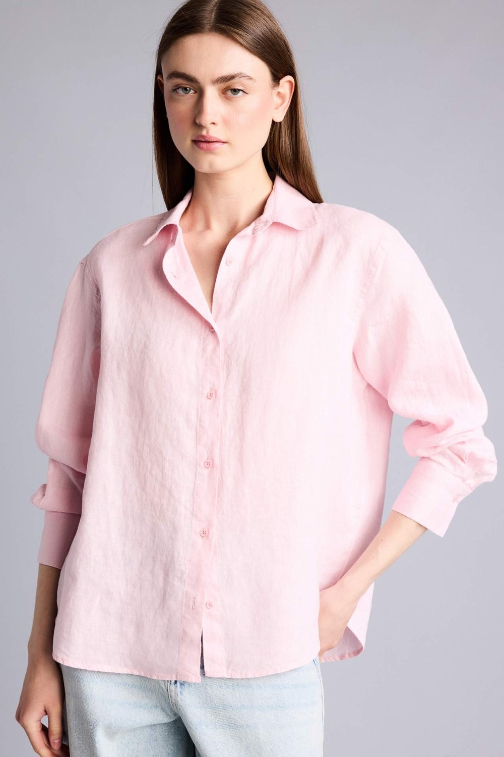 DeFacto %100 Keten Oversize Uzun Kollu Gömlek Z6638AZ26SM