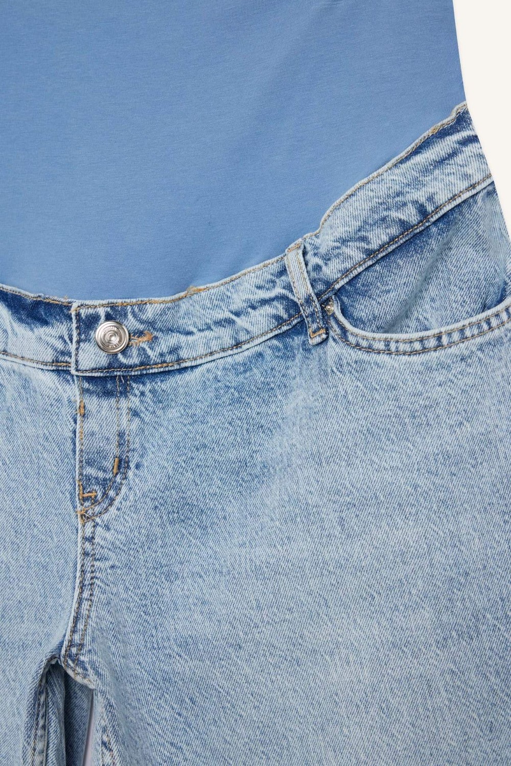 DeFacto Straight Fit Beli Lastikli Bilek Boy Jean Yıkamalı Hamile Pantolon H2077AX26SM görsel 2