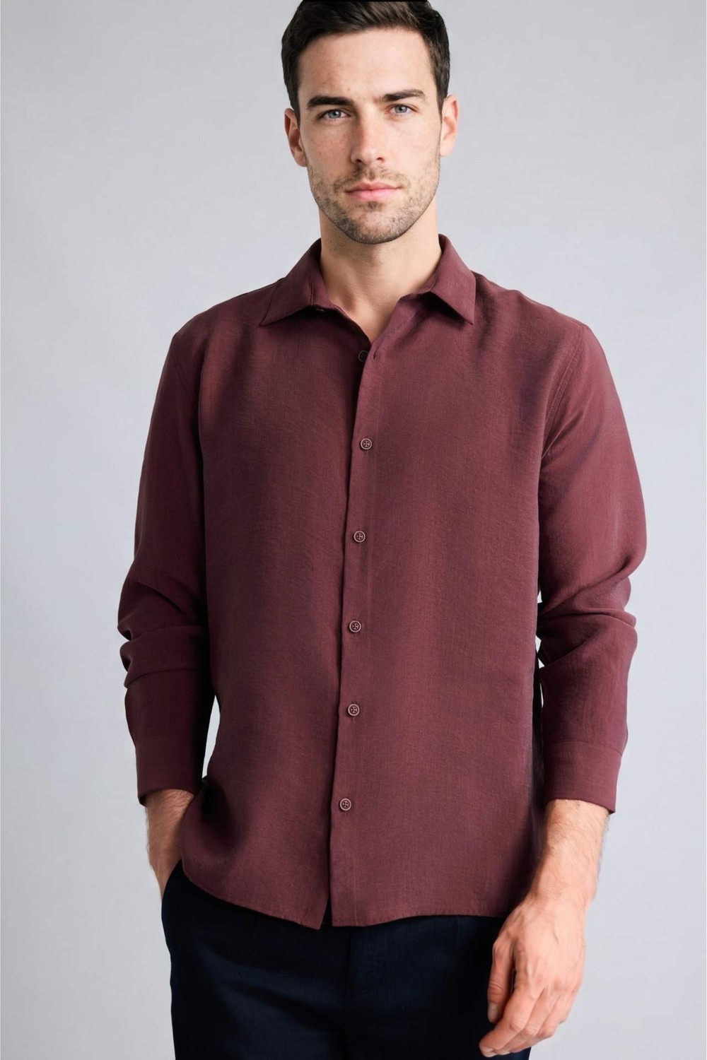 DeFacto Nefes Alabilir Regular Fit Modal Uzun Kollu Gömlek H3106AX26SP görsel 8