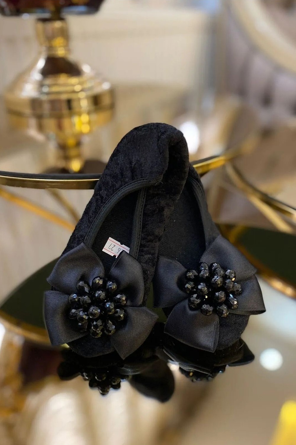 Ceyda Shoes Süslü Kurdelalı, Taşlı,kadife Ev,hac, Umre, Hediye, Günlük Çeyiz, Babet, Panduf, Patik, Gösteri Pisi 301
