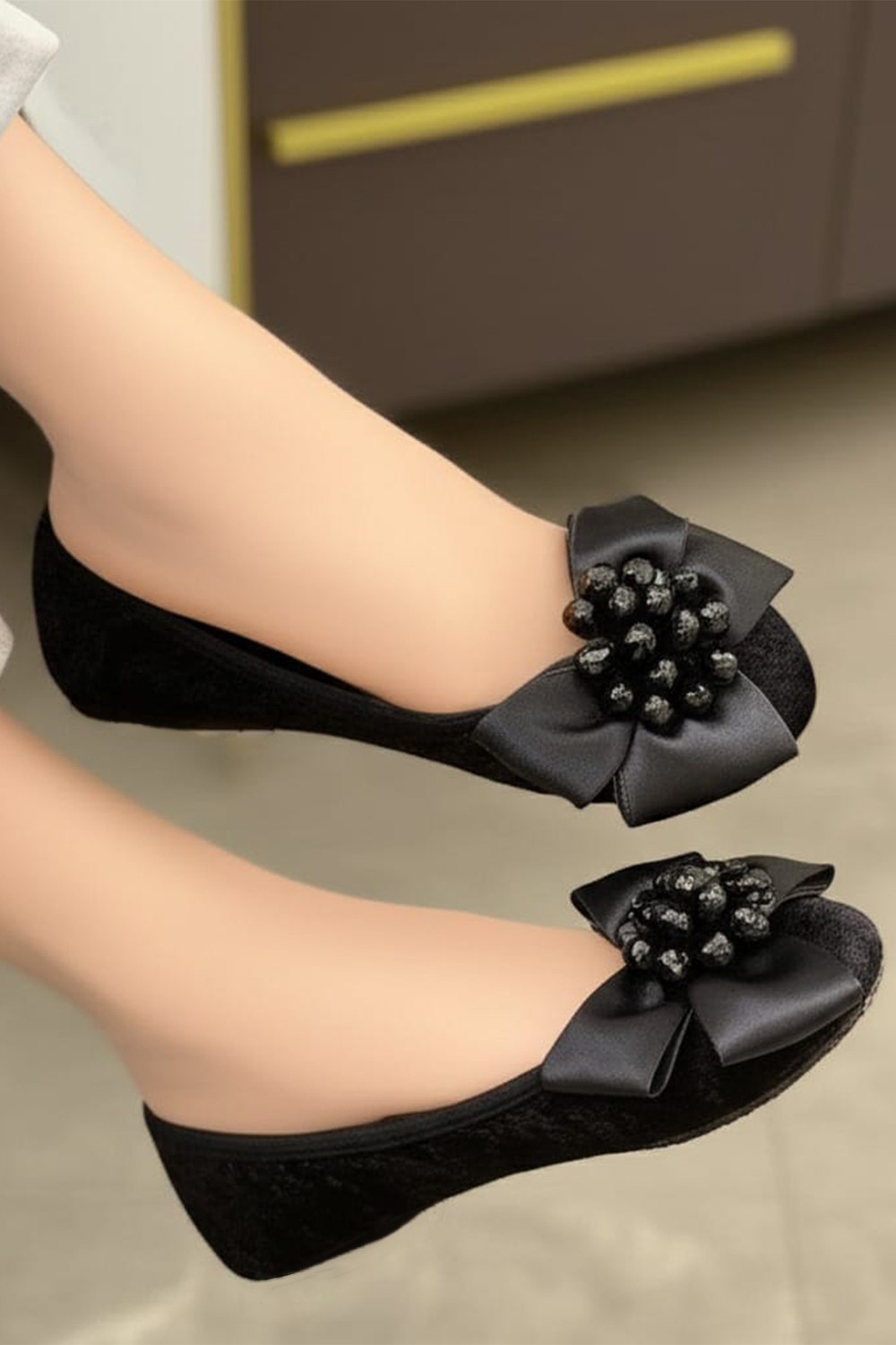 Ceyda Shoes Süslü Kurdelalı, Taşlı,kadife Ev,hac, Umre, Hediye, Günlük Çeyiz, Babet, Panduf, Patik, Gösteri Pisi 301 görsel 4