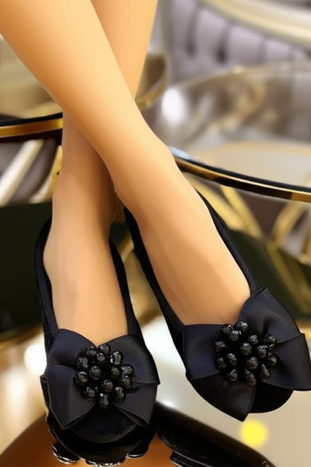 Ceyda Shoes Süslü Kurdelalı, Taşlı,kadife Ev,hac, Umre, Hediye, Günlük Çeyiz, Babet, Panduf, Patik, Gösteri Pisi 301 görsel 5
