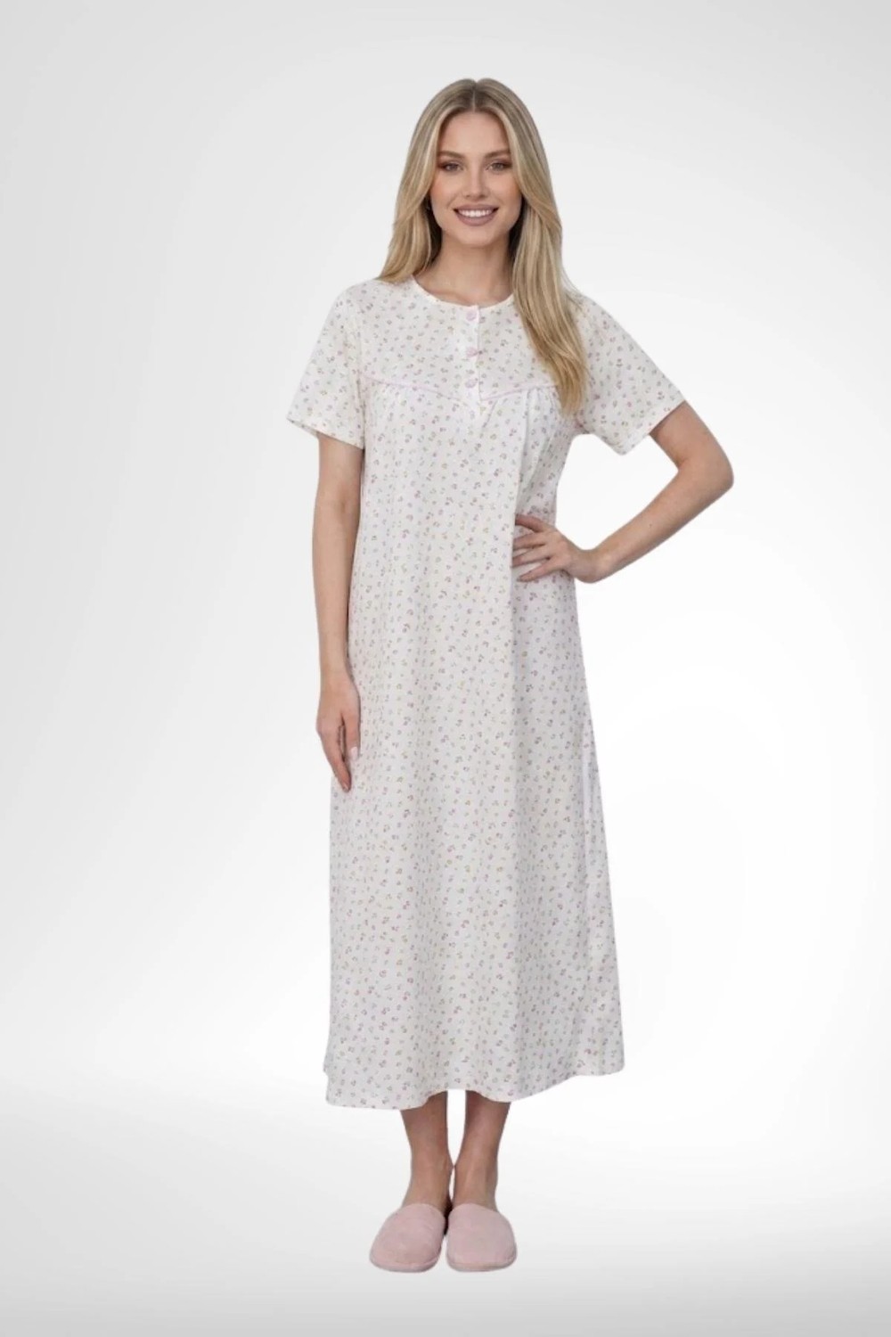 Mecit Pijama Mecit 6395 Pembe Büyük Beden %100 Pamuk Kadın Gecelik