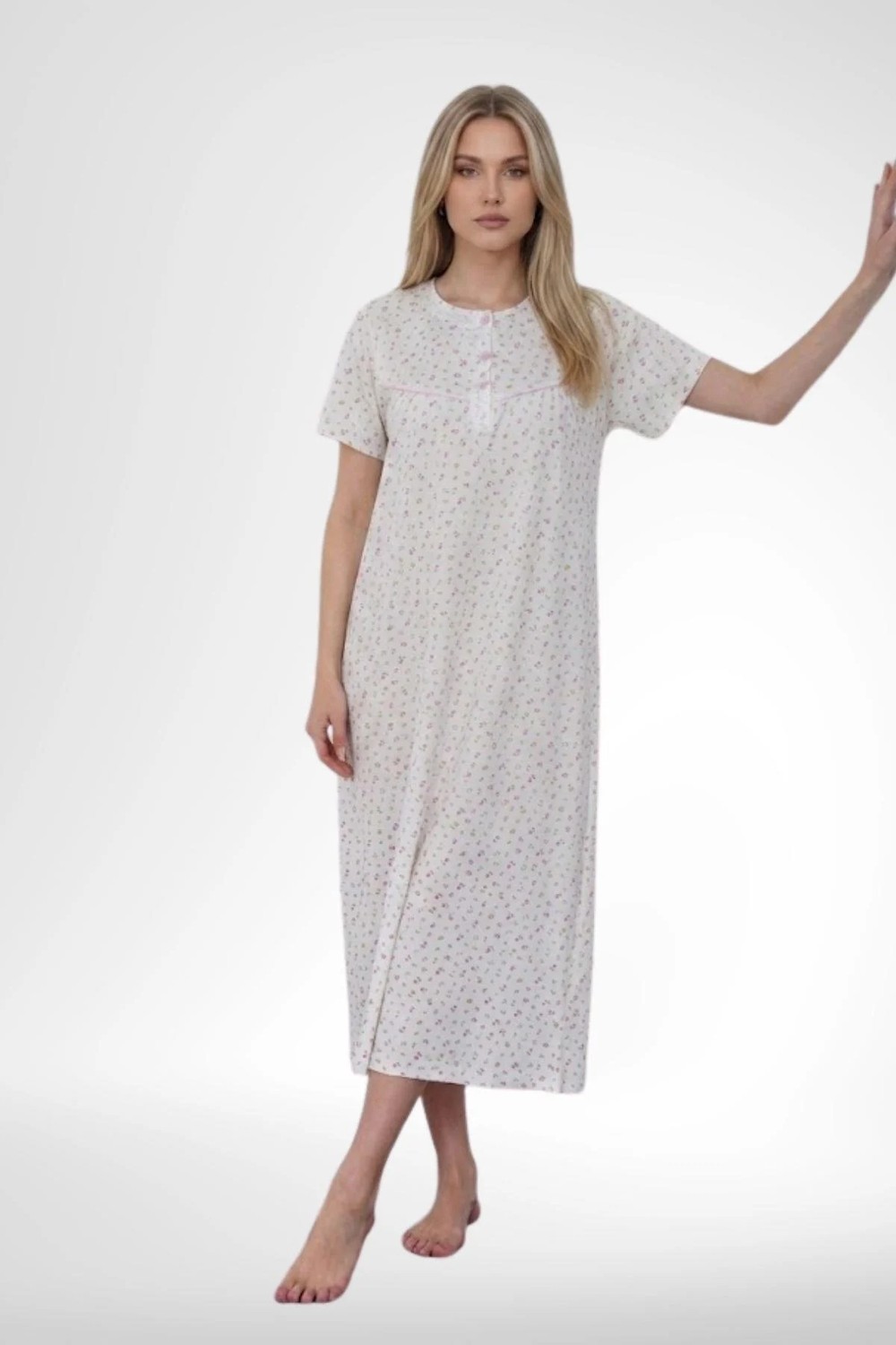 Mecit Pijama Mecit 6395 Pembe Büyük Beden %100 Pamuk Kadın Gecelik görsel 2