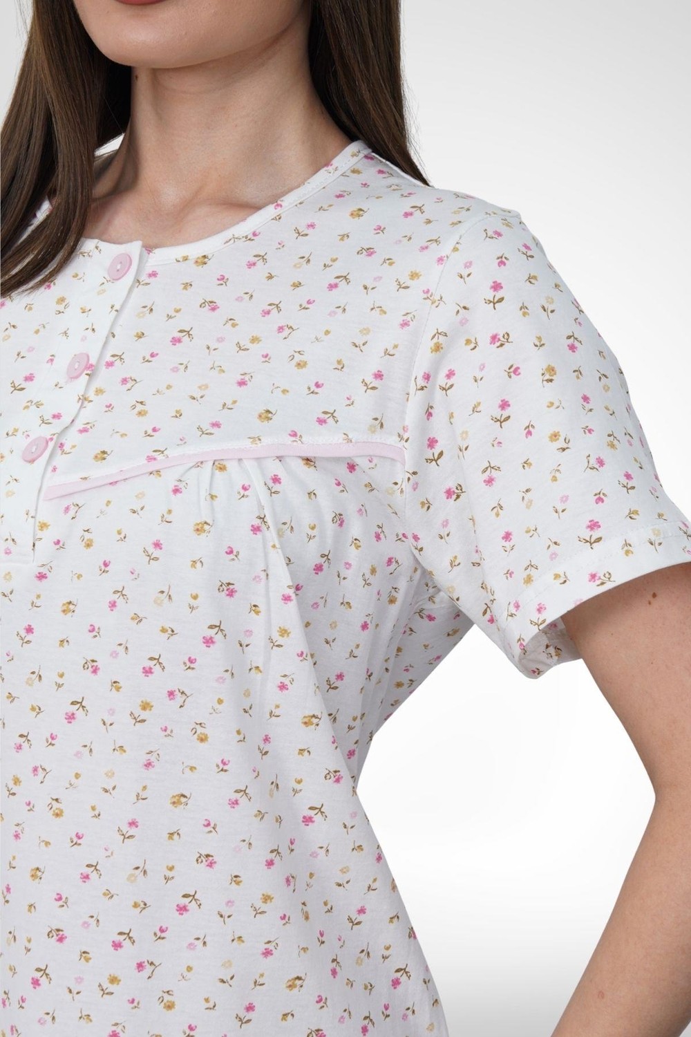 Mecit Pijama Mecit 6395 Pembe Büyük Beden %100 Pamuk Kadın Gecelik görsel 3
