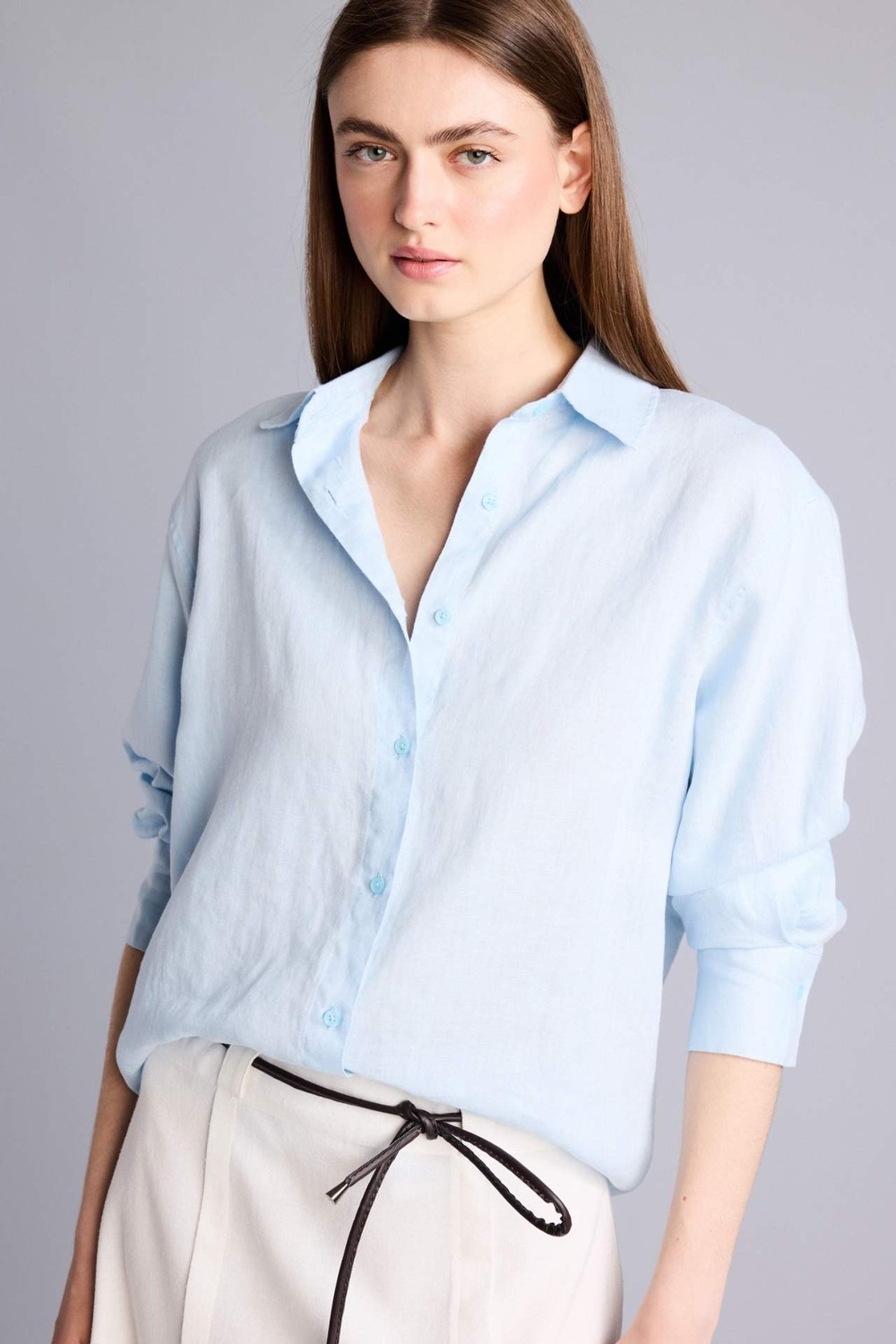 DeFacto %100 Keten Oversize Uzun Kollu Gömlek Z6638AZ26SM
