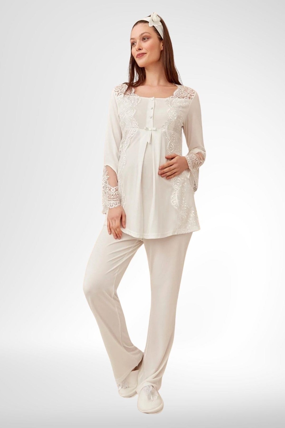 By Mecit Pijama By Mecit 5015 Ekru Lohusa Pijama Takımı görsel 2
