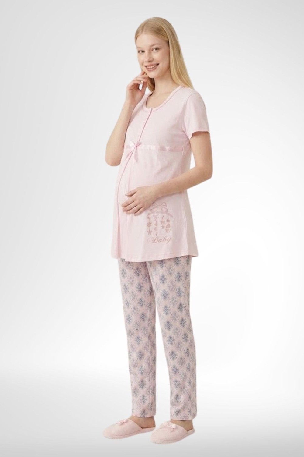 Mecit Pijama Mecit 6350 Pembe Hamile Lohusa Pijama Takımı görsel 4