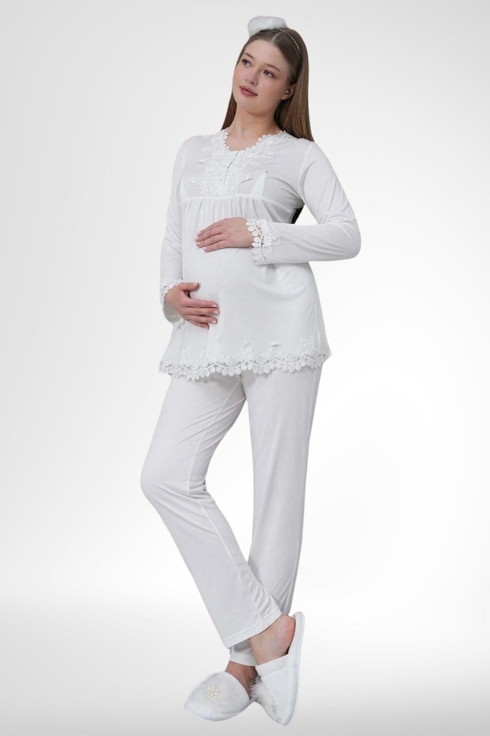 Mecit Pijama Mecit Ekru 1501 Hamile Lohusa Pijama Takımı görsel 3