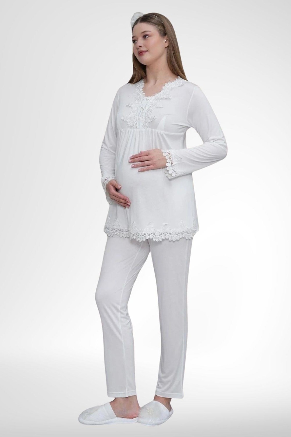 Mecit Pijama Mecit Ekru 1501 Hamile Lohusa Pijama Takımı görsel 4