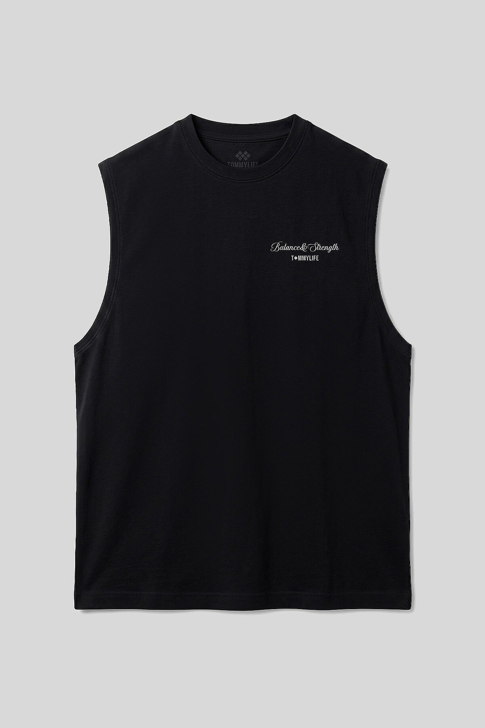 Tommy Life Siyah Rahat Form Baskılı Spor Performans Kolsuz Erkek Atlet - 88502