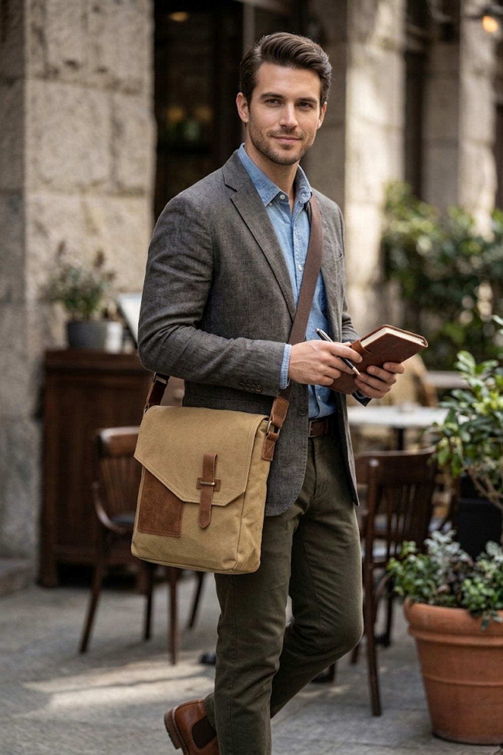 Byhakan GK62 KANVAS POSTACI ÇANTASI ÇOK BÖLMELİ ÜNİVERSİTE GÜNLÜK ÇANTA MACBOOK TABLET ÇANTA