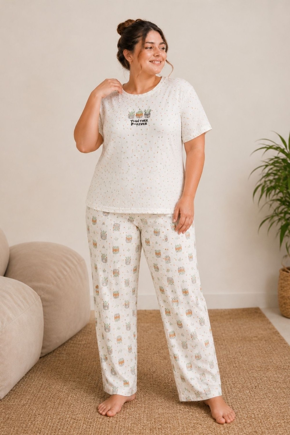 Nisanca Luna Kısa Kol Kadın Pijama Takımı, Yumuşak Dokulu, Nefes Alabilir, Rahat Ev Giyim Seti