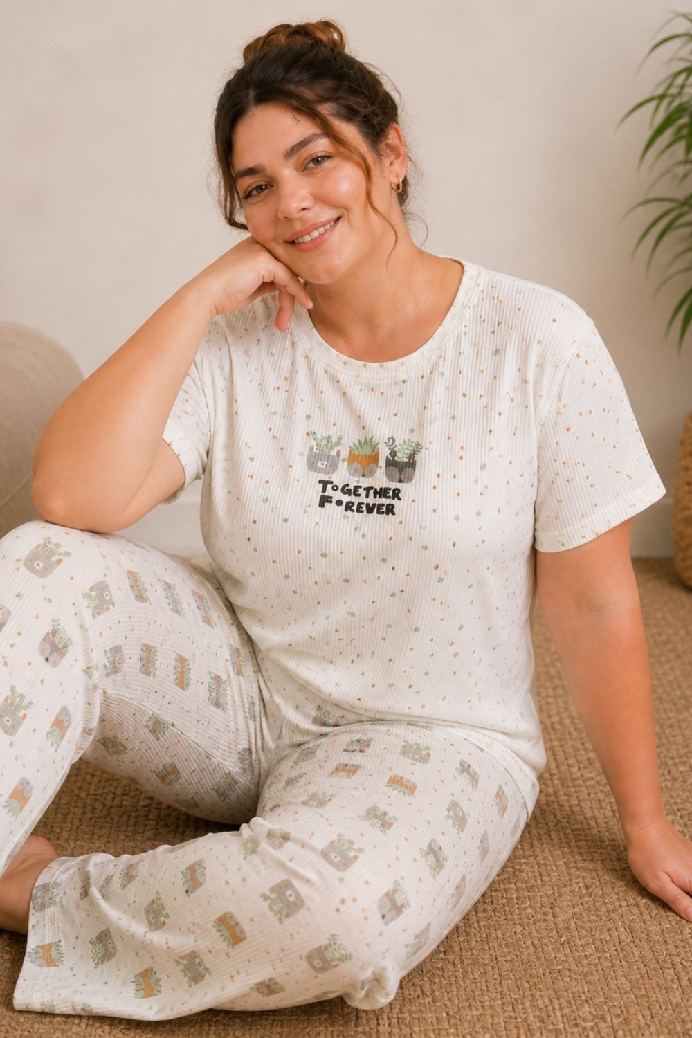 Nisanca Luna Kısa Kol Kadın Pijama Takımı, Yumuşak Dokulu, Nefes Alabilir, Rahat Ev Giyim Seti görsel 8