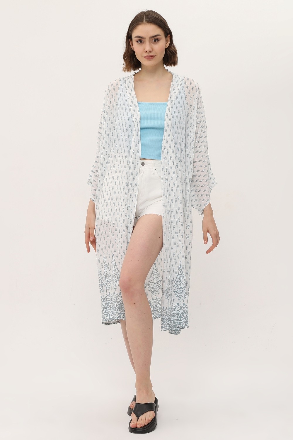 Yoga Zero Zada Hindu Jacket/ındia Teal White görsel 2