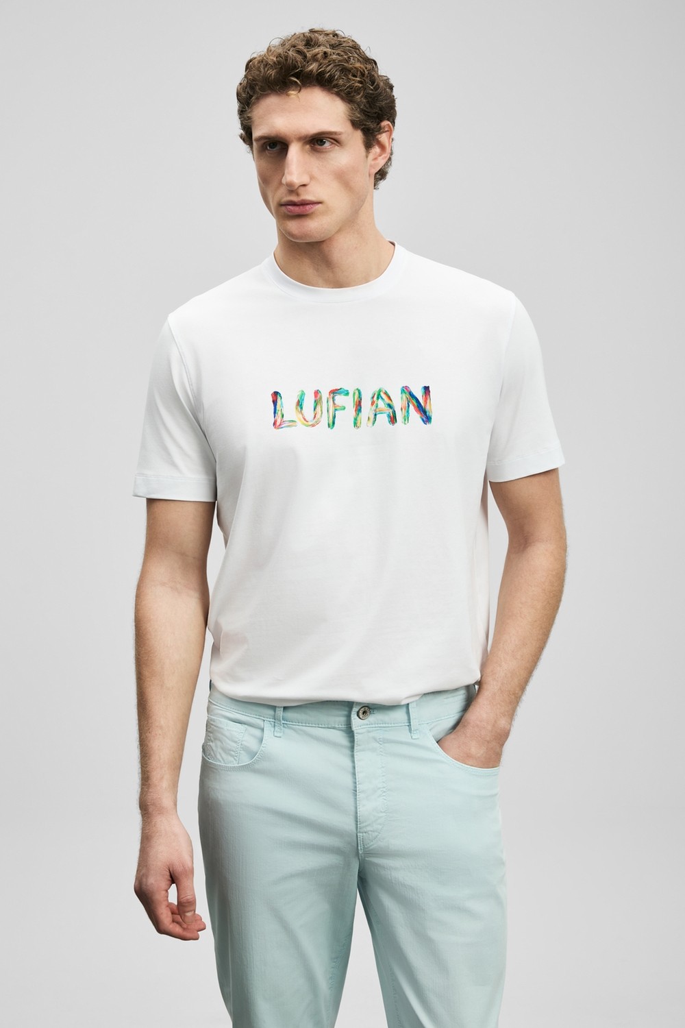 Lufian Surge Modern Grafik Tişört Kırık Beyaz görsel 4