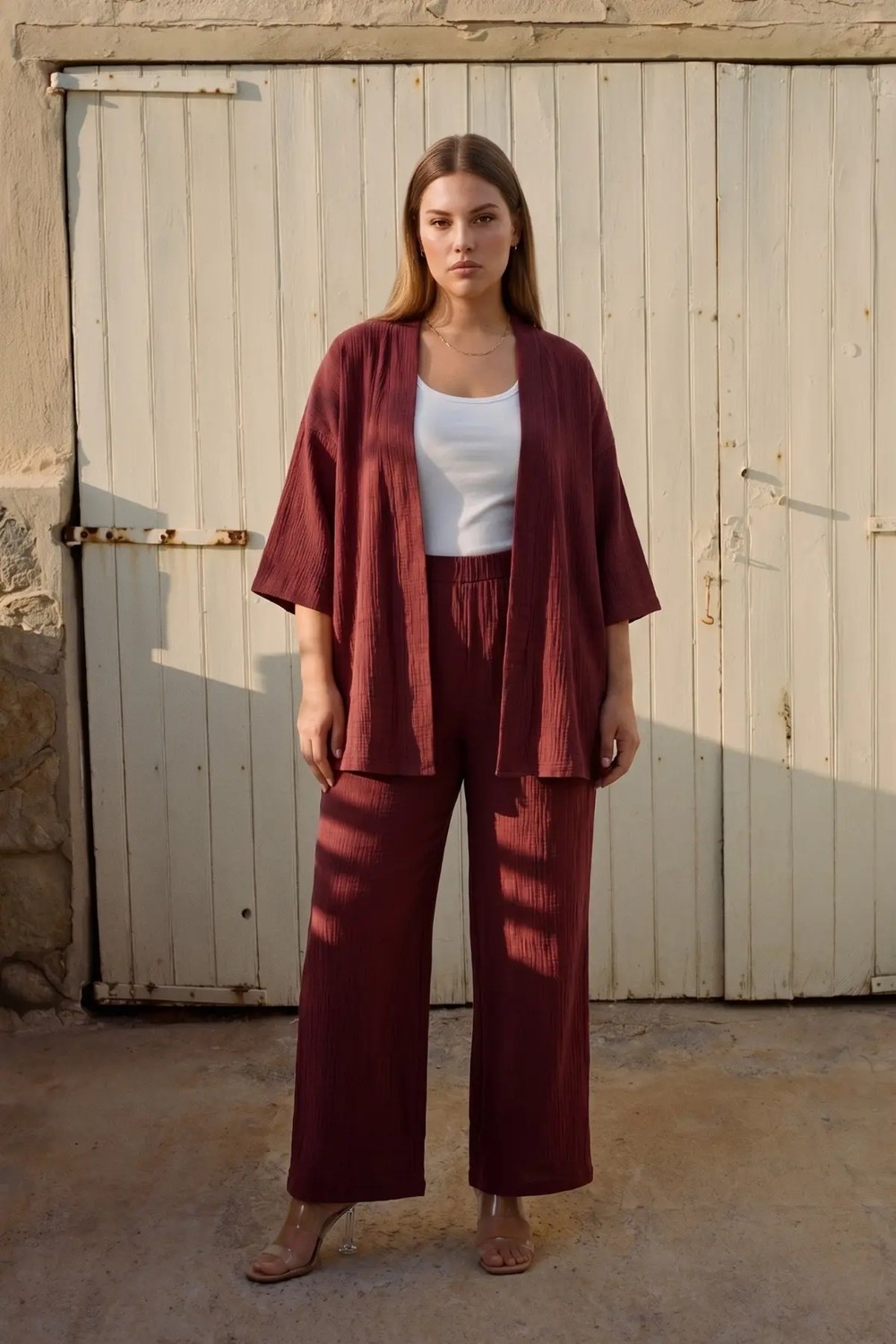 Mivoon Bürümcük Kumaş Kimono Takım
