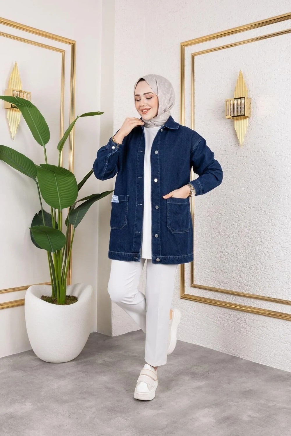 Harman Butik Kadın Cepli Düğmeli Kot Ceket Siyah Normal Yaka Dokuma Kumaş Günlük Kullanıma Uygun görsel 7