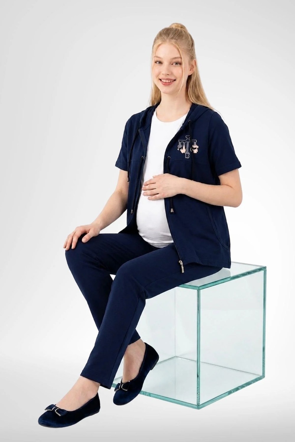Mecit Pijama Mecit 6400 Lacivert 3'lü Hamile Lohusa Pijama Takımı