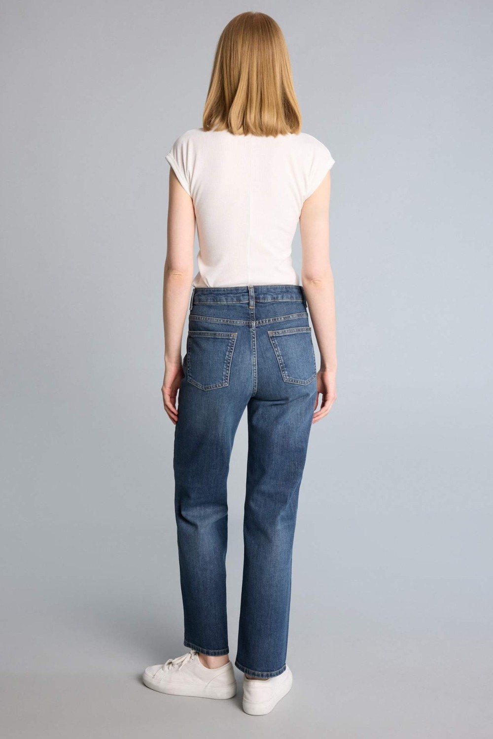 DeFacto Comfort Straight Yüksek Bel Düz Paça Bilek Boy Jean Pantolon H2109AX26SM görsel 6