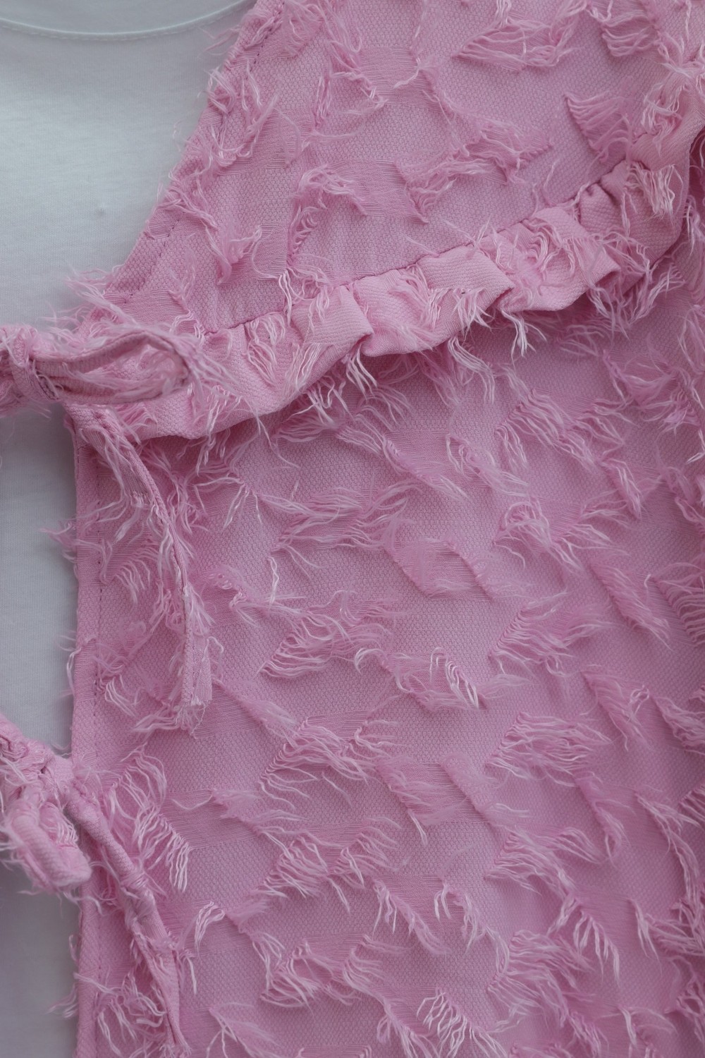 Moda Morfo Önü Bağcıklı Tüylü Dokulu Clip Jakar Kimono -Pembe görsel 4
