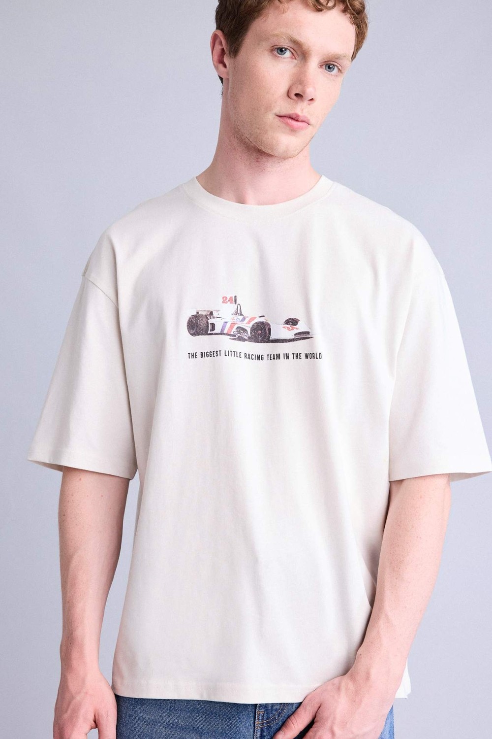 DeFacto %100 Pamuk Hesketh Racing Boxy Fit Sırt Baskılı Kısa Kollu Tişört H6736AX26HS görsel 5