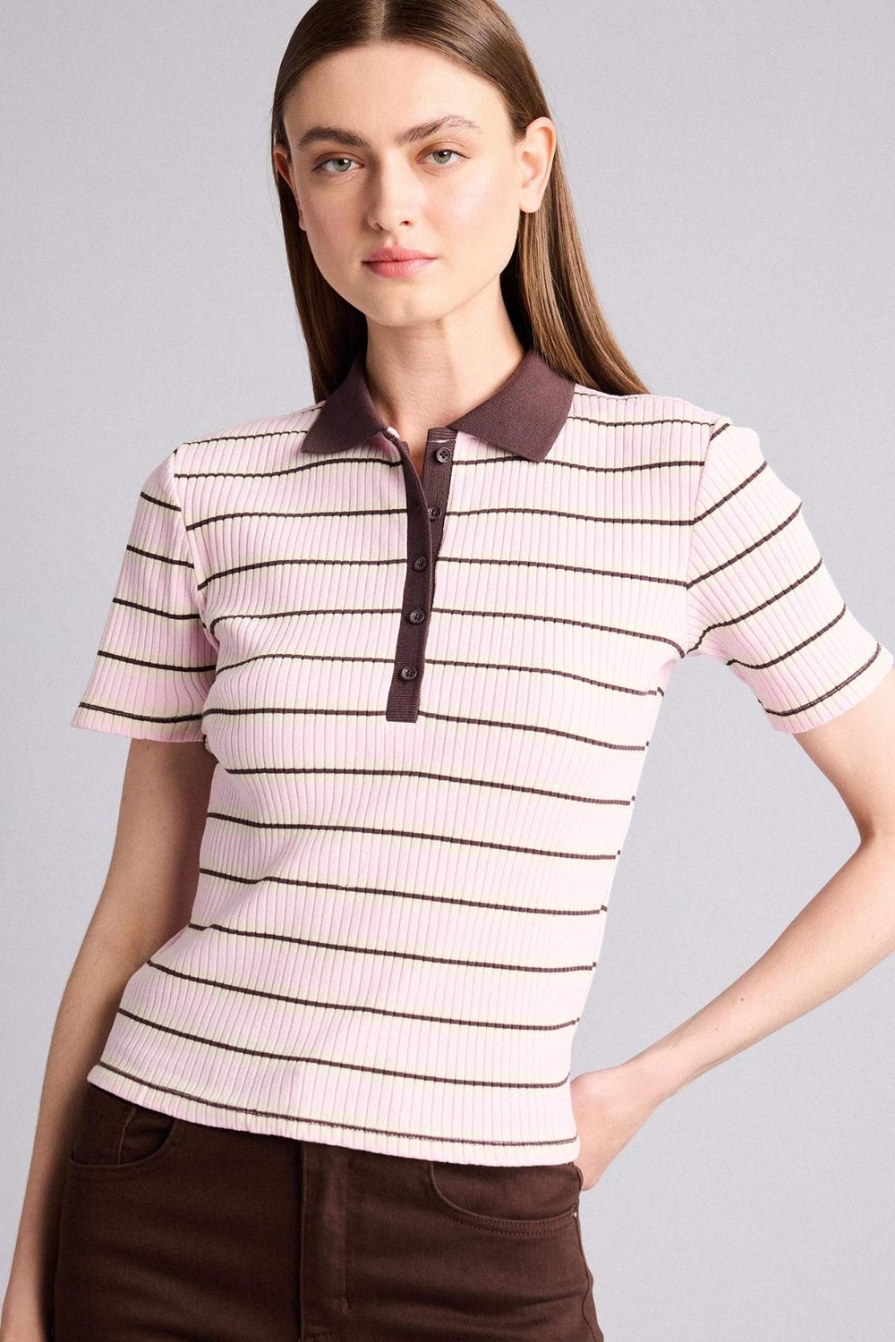 DeFacto Slim Fit Fitilli Kısa Kollu Çizgili Polo Tişört G8733AX26SP