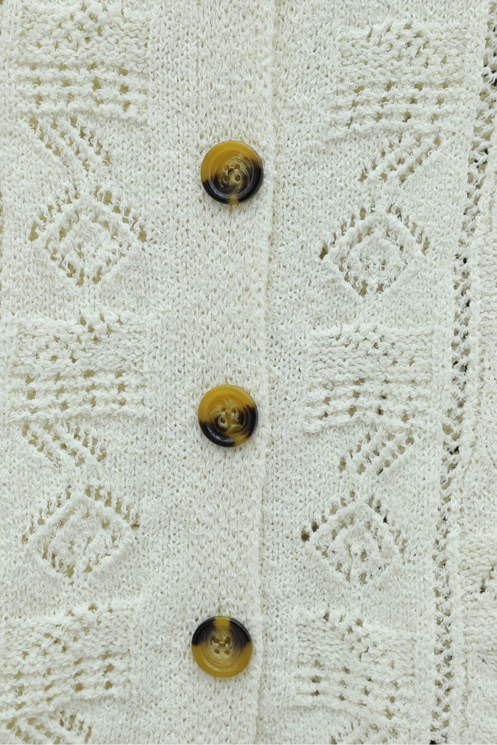 Moda Morfo Eteği Dantelli Desenli Düğmeli Triko Hırka -Ekru görsel 5