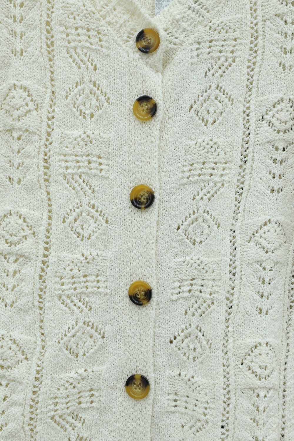 Moda Morfo Eteği Dantelli Desenli Düğmeli Triko Hırka -Ekru görsel 7