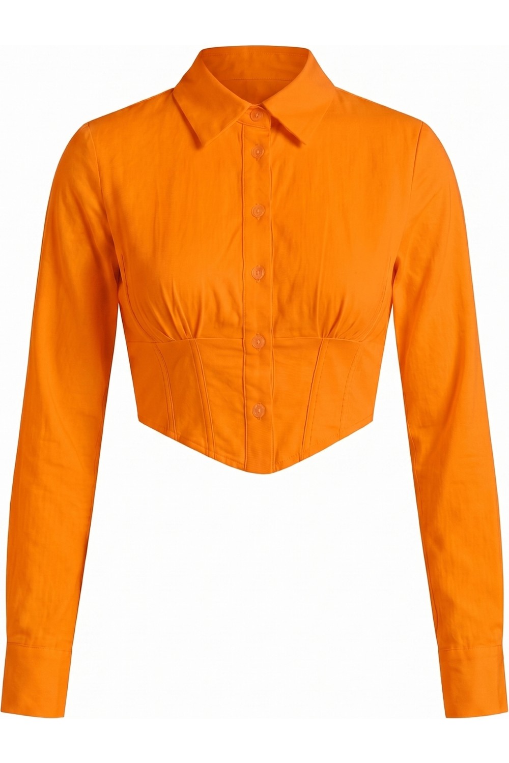 Asfaha Fashion Kadın Gömlek Yaka Düğmeli Crop Gömlek görsel 6