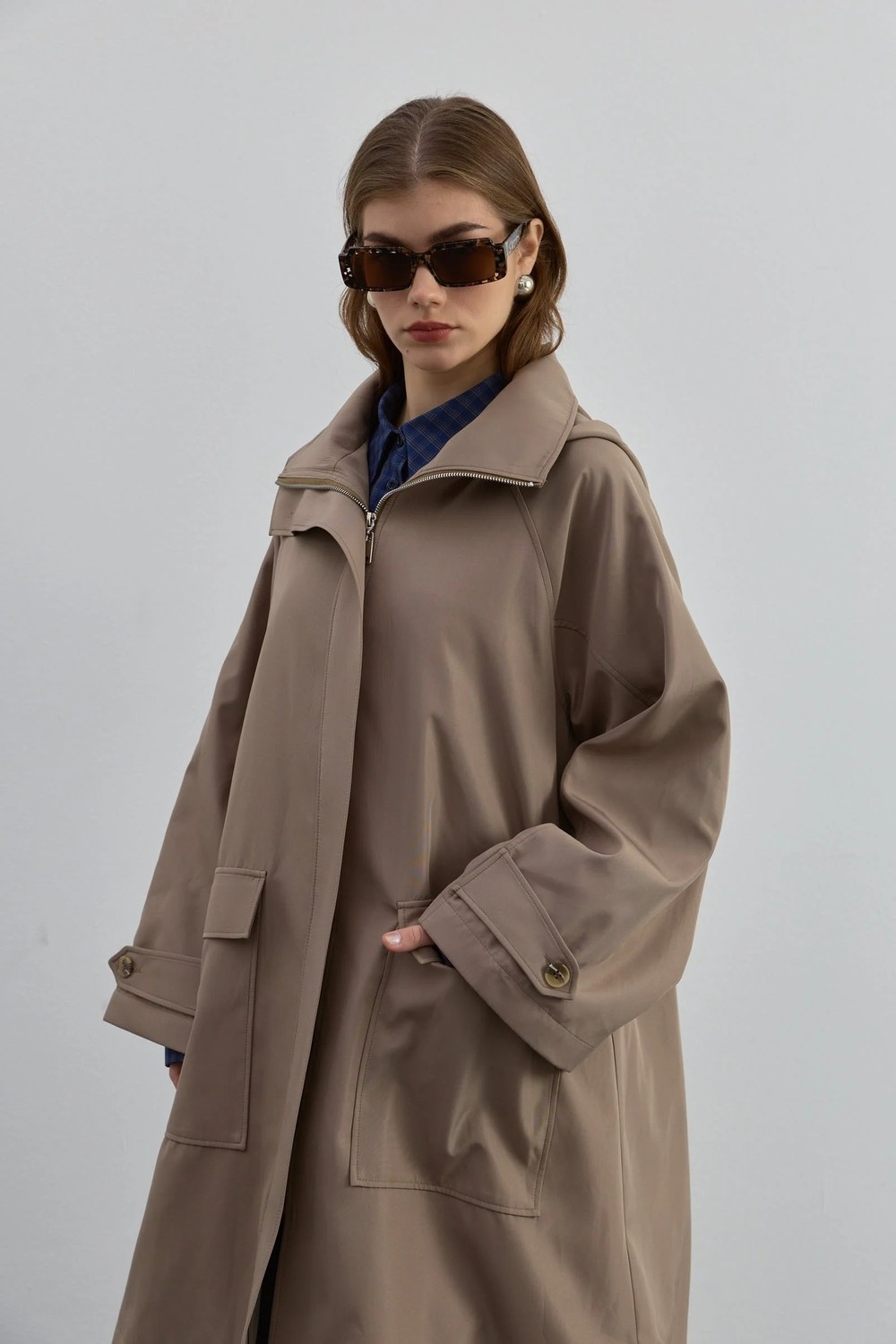 Qooqup Fermuarlı Trench görsel 2