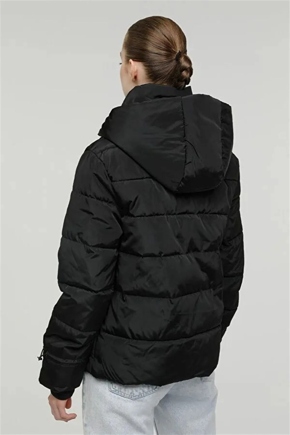Lumberjack Kadın Şişme Kaban SN71 Short Karina Siyah Midi Uzun Kol S Beden 101044572 görsel 3
