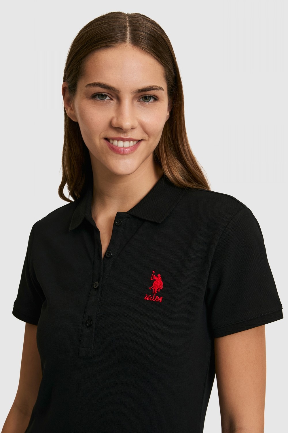 U.S. Polo Assn. Kadın Siyah Polo Yaka Basic Tişört 50321798-VR046 görsel 2
