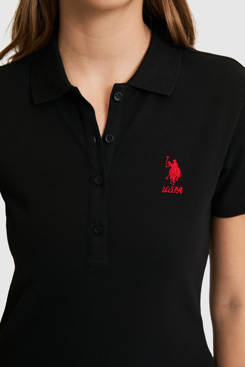 U.S. Polo Assn. Kadın Siyah Polo Yaka Basic Tişört 50321798-VR046 görsel 6