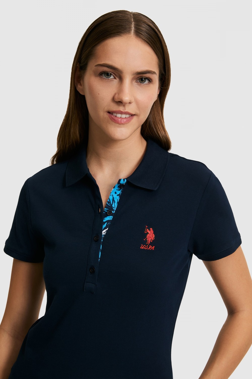 U.S. Polo Assn. Kadın Siyah Polo Yaka Basic Tişört 50321798-VR046 görsel 8
